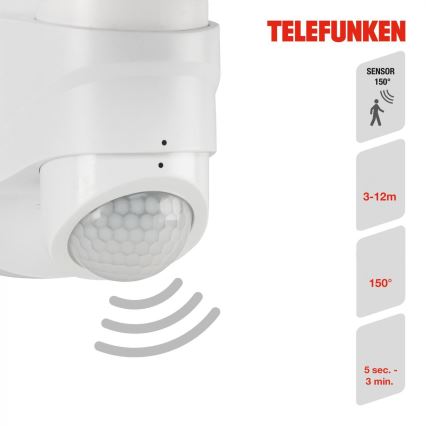 Telefunken 304306TF - LED vanjsko zidno svjetlo sa senzorom LED/16W/230V IP44 bijela