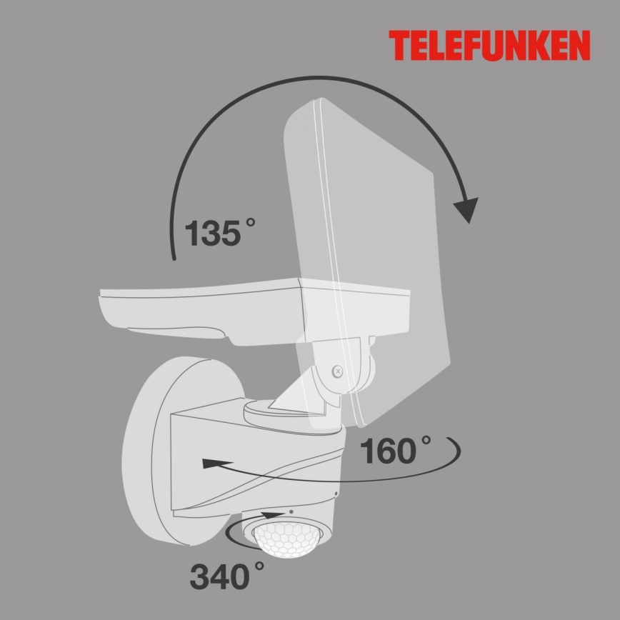Telefunken 304306TF - LED vanjsko zidno svjetlo sa senzorom LED/16W/230V IP44 bijela