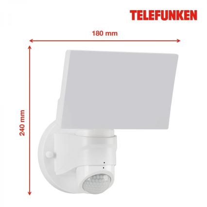 Telefunken 304306TF - LED vanjsko zidno svjetlo sa senzorom LED/16W/230V IP44 bijela