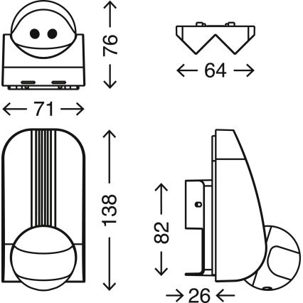 Telefunken 306506TF - Vanjski senzor pokreta 180° IP44 bijela