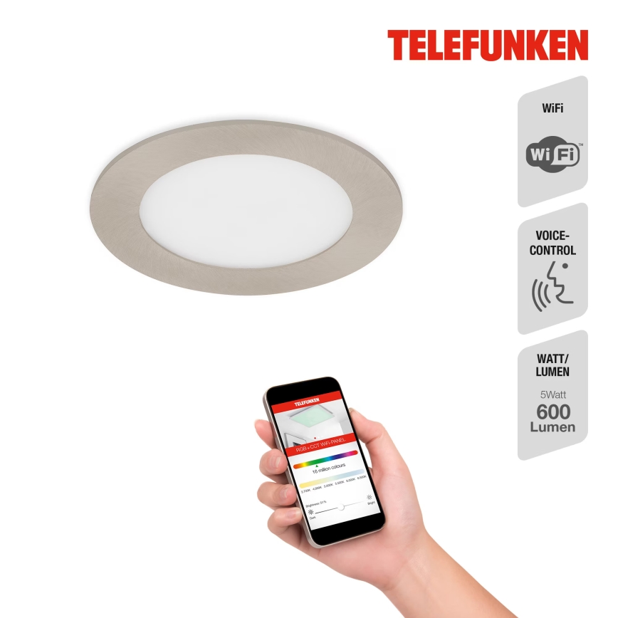 Telefunken 309302TF - LED RGBW prigušivo stropno svjetlo za kupaonicu LED/6W/230V 2700-6500K IP23 Wi-Fi Tuya