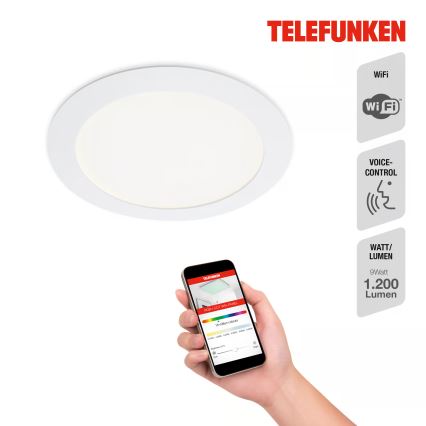 Telefunken 309406TF - LED RGBW prigušivo ugradno stropno svjetlo FRAME LED/12W/230V 2700-6500K Wi-Fi Tuya bijela