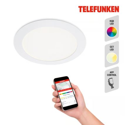 Telefunken 309406TF - LED RGBW prigušivo ugradno stropno svjetlo FRAME LED/12W/230V 2700-6500K Wi-Fi Tuya bijela