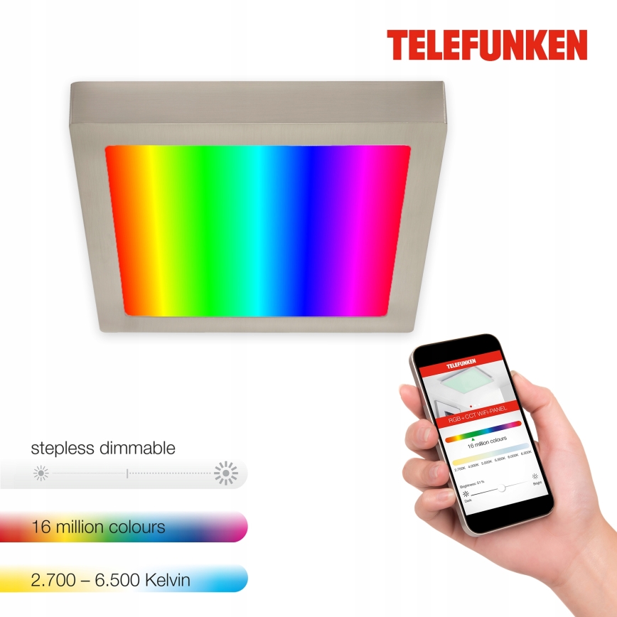 Telefunken 309602TF - LED RGBW Prigušiva stropna svjetiljka LED/18W/230V 2700-6500K Wi-Fi Tuya