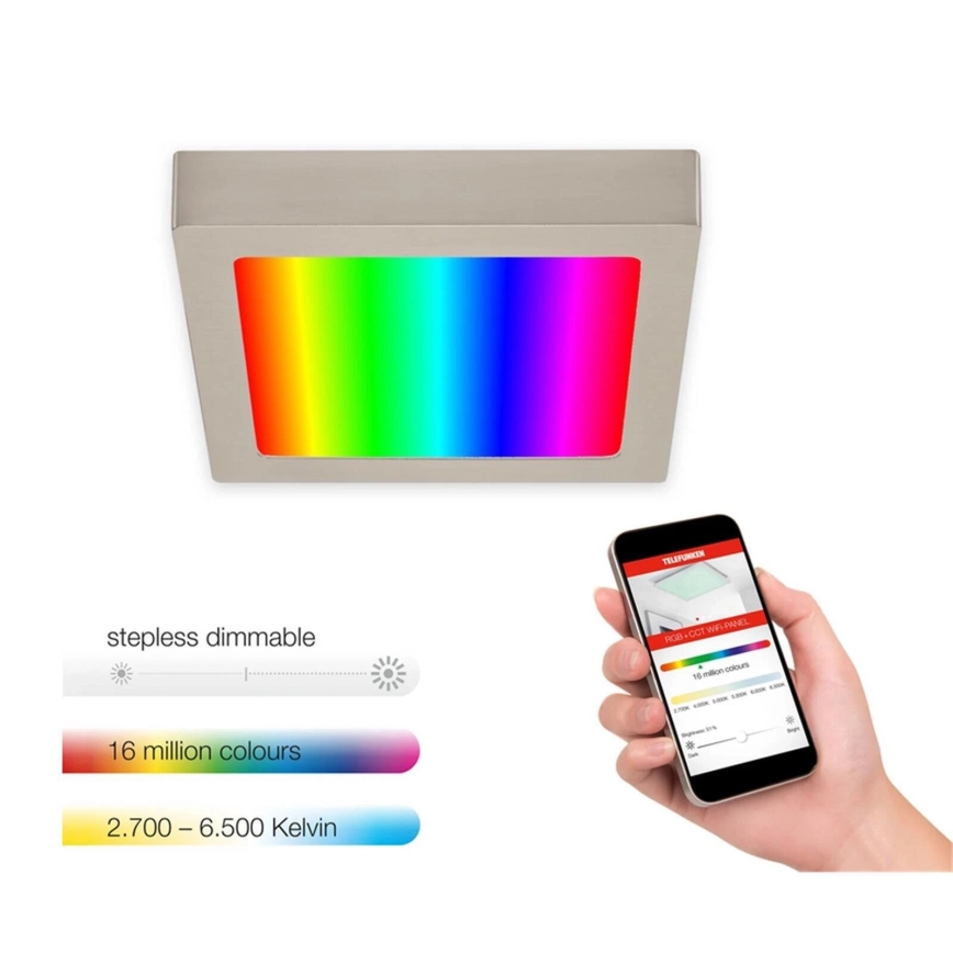 Telefunken 309702TF - LED RGB Prigušiva stropna svjetiljka LED/23W/230V 2700-6500 Wi-Fi Tuya mat krom