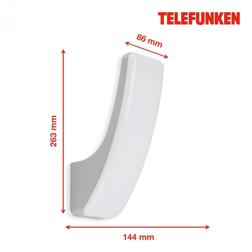Telefunken 311604TF - LED Vanjska zidna svjetiljka LED/15W/230V IP44 srebrna