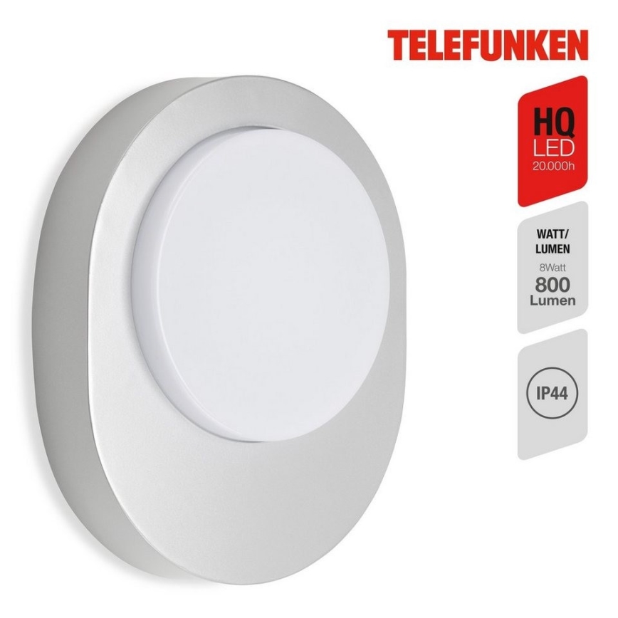 Telefunken 312004TF - LED Vanjska zidna svjetiljka LED/8W/230V IP44 srebrna