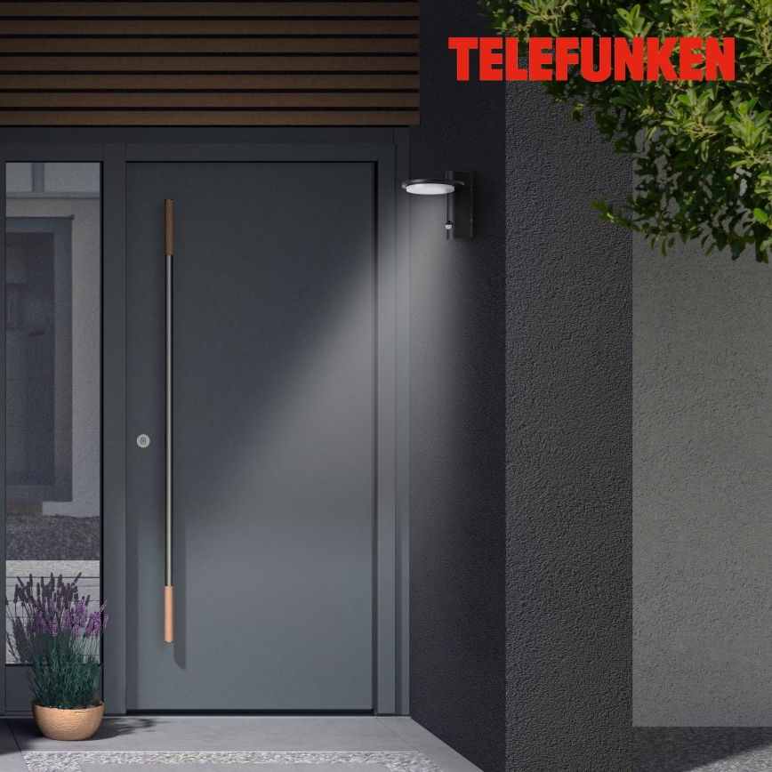 Telefunken 312505TF-LED Vanjska zidna svjetiljka sa senzorom LED/10W/230V IP44 crna