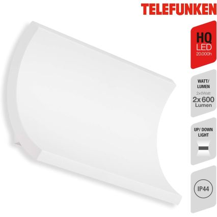 Telefunken 312806TF - LED Vanjska zidna svjetiljka 2xLED/6W/230V IP44 bijela