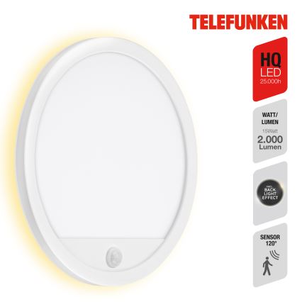 Telefunken 313706TF - LED vanjsko zidno svjetlo sa senzorom LED/15W/230V IP44 bijela