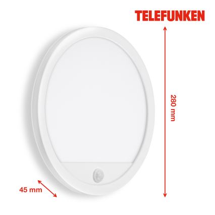 Telefunken 313706TF - LED vanjsko zidno svjetlo sa senzorom LED/15W/230V IP44 bijela