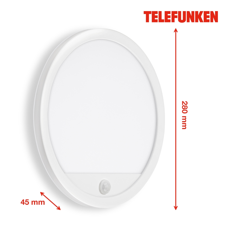 Telefunken 313706TF - LED vanjsko zidno svjetlo sa senzorom LED/15W/230V IP44 bijela