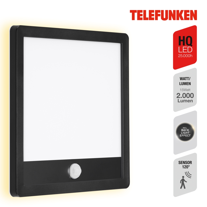 Telefunken 313805TF - LED Vanjska zidna svjetiljka sa senzorom LED/15W/230V IP44