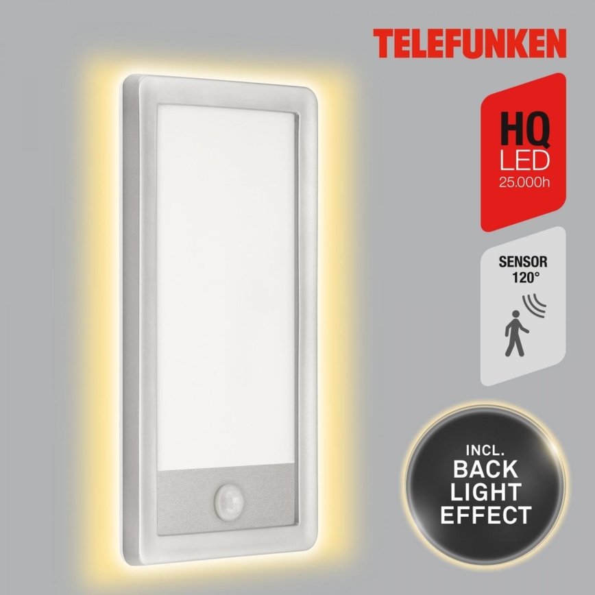 Telefunken 313904TF - LED vanjsko zidno svjetlo sa senzorom LED/16W/230V IP44