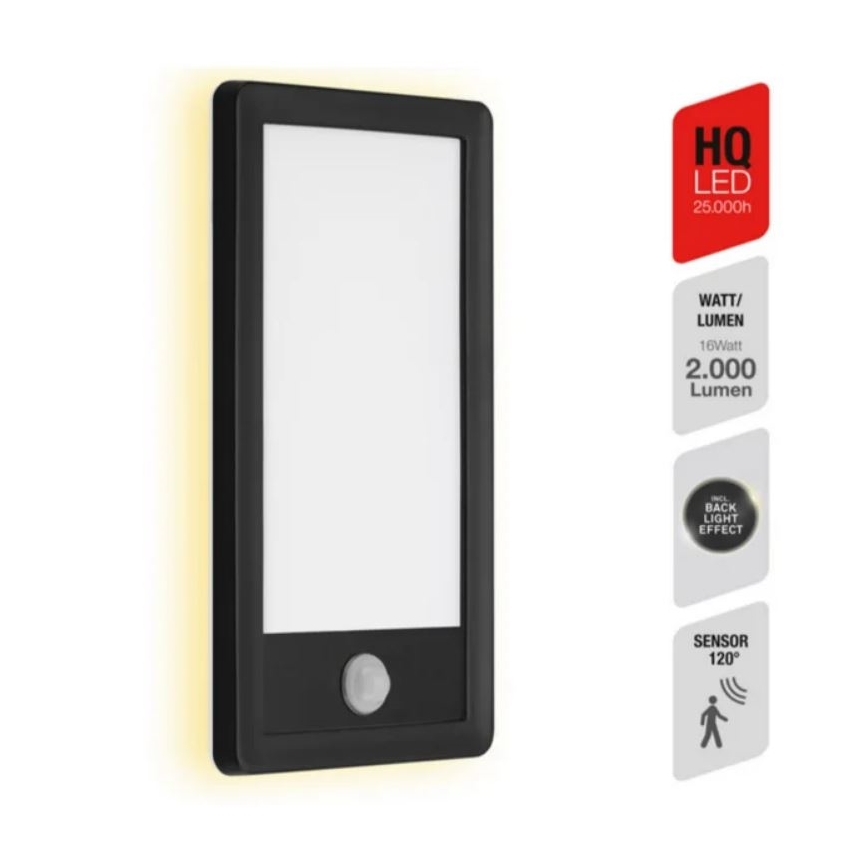 Telefunken 313905TF - LED vanjsko zidno svjetlo sa senzorom LED/16W/230V IP44