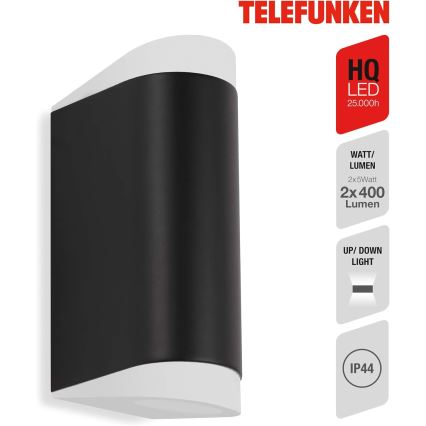 Telefunken 314905TF - LED Vanjska zidna svjetiljka 2xGU10/5W/230V IP44 crna