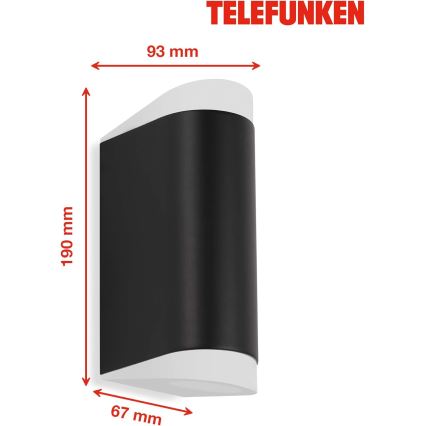 Telefunken 314905TF - LED Vanjska zidna svjetiljka 2xGU10/5W/230V IP44 crna