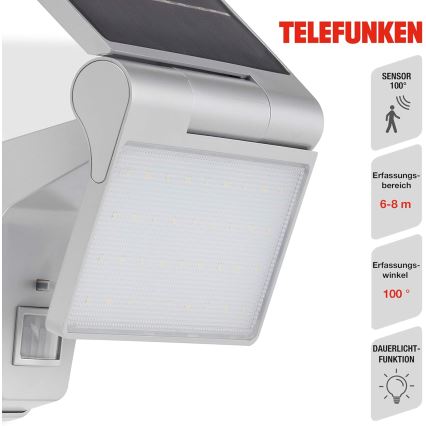 Telefunken 315204TF - LED Solarna zidna svjetiljka sa senzorom LED/3W/3,7V IP44 2000 mAh