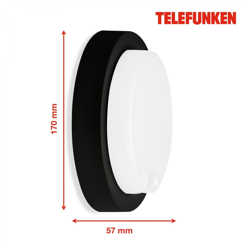 Telefunken 315305TF - LED Vanjska zidna svjetiljka sa senzorom LED/12W/230V IP44 crna
