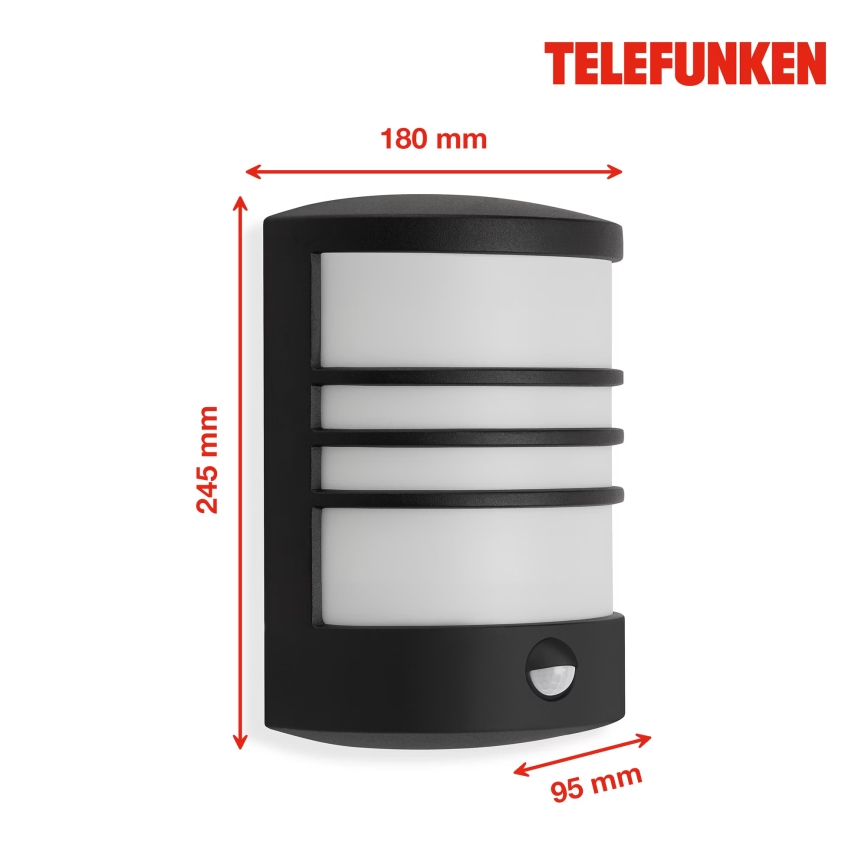 Telefunken 315505TF - LED Vanjska zidna svjetiljka sa senzorom LED/12W/230V IP44 crna