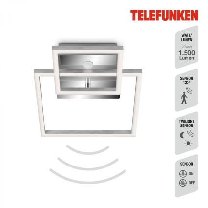 Telefunken 318608TF - LED Stropna svjetiljka sa senzorom FRAME LED/17W/230V 3000K mat krom