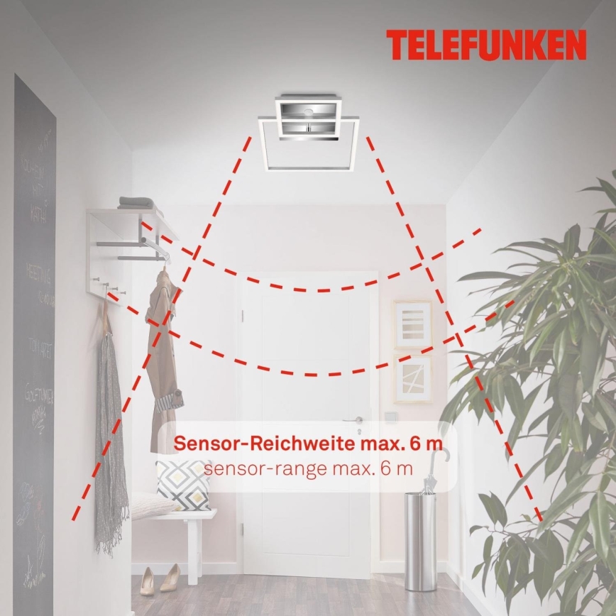 Telefunken 318608TF - LED Stropna svjetiljka sa senzorom FRAME LED/17W/230V 3000K mat krom