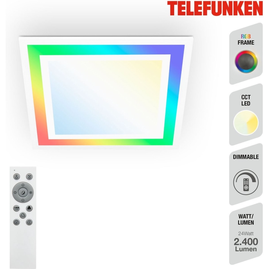 Telefunken 318806TF - LED RGBW Prigušiva stropna svjetiljka LED/24W/230V 3000-6500K + daljinski upravljač