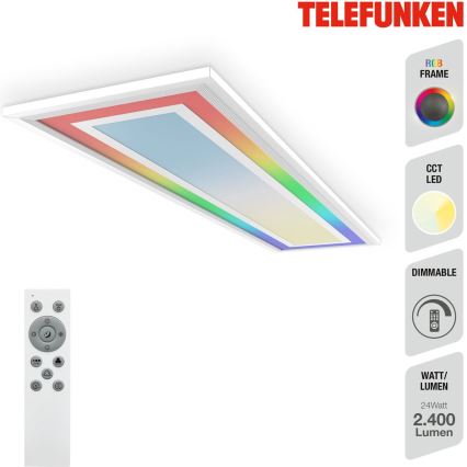 Telefunken 318906TF - LED RGBW prigušivo stropno svjetlo LED/24W/230V 3000-6500K 25x100 cm + daljinski upravljač