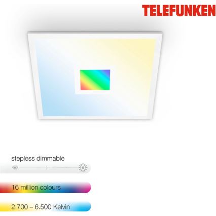 Telefunken 319106TF - LED RGBW Prigušiva stropna svjetiljka LED/24W/230V 2700-6500K bijela + daljinski upravljač