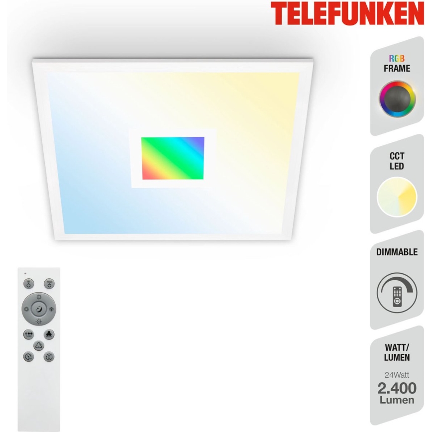 Telefunken 319106TF - LED RGBW Prigušiva stropna svjetiljka LED/24W/230V 2700-6500K bijela + daljinski upravljač