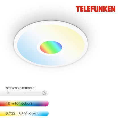 Telefunken 319306TF - LED RGBW Prigušiva svjetiljka LED/22W/230V 2700-6500K + daljinski upravljač