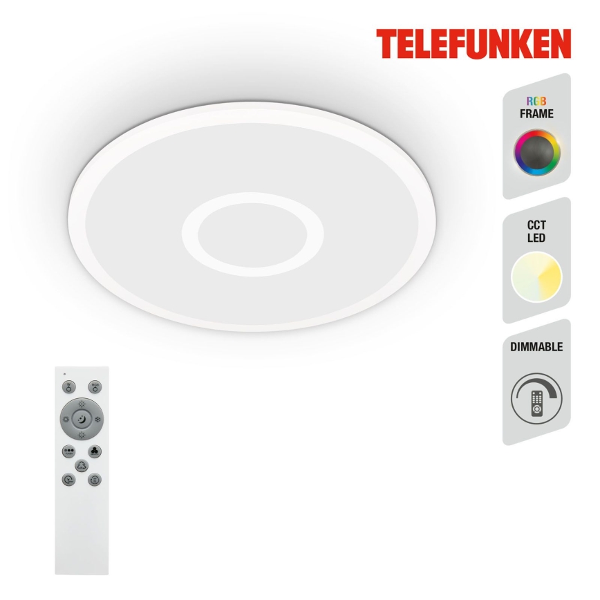 Telefunken 319306TF - LED RGBW Prigušiva svjetiljka LED/22W/230V 2700-6500K + daljinski upravljač