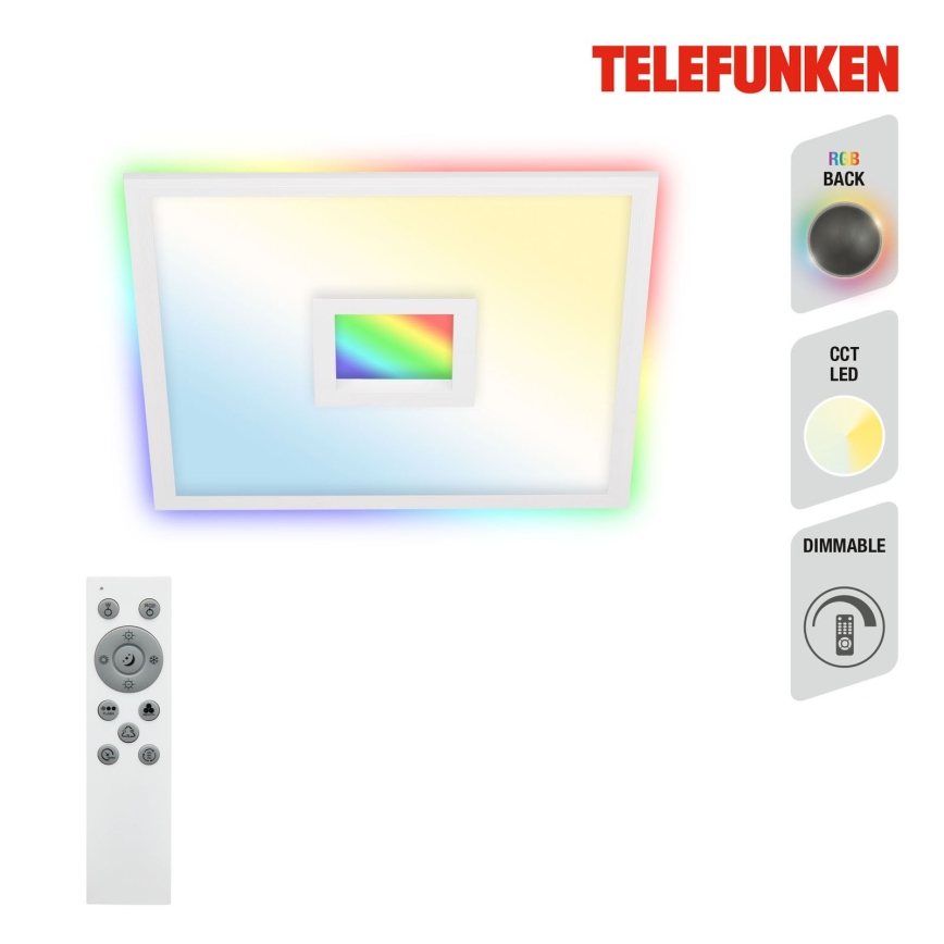 Telefunken 319506TF - LED RGBW Prigušiva stropna svjetiljka LED/36W/230V 2700-6500K bijela + daljinski upravljač