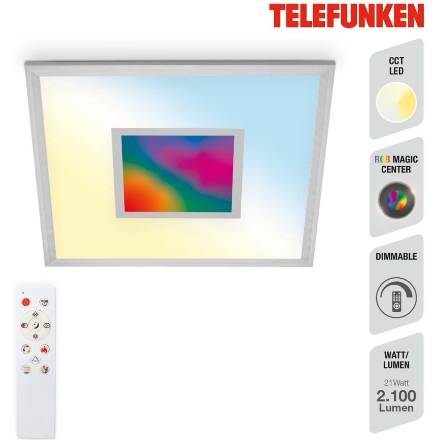 Telefunken 319704TF - LED RGB Prigušiva stropna svjetiljka LED/24W/230V 3000-6500K + daljinski upravljač