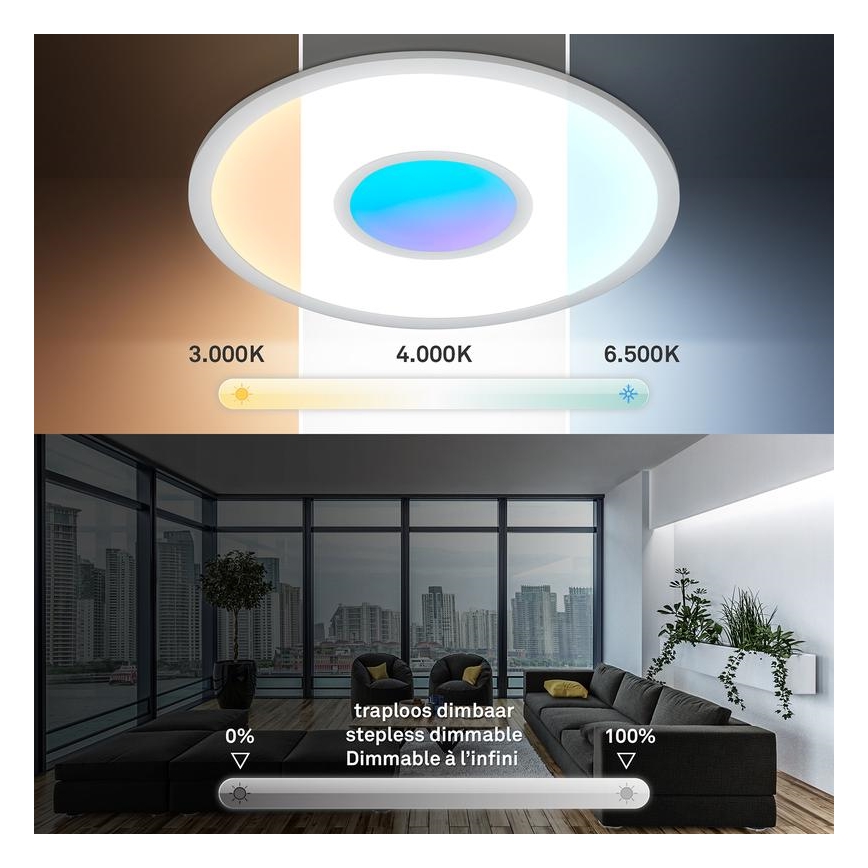 Telefunken 320104TF - LED RGBW prigušiva stropna svjetiljka LED/21W/230V 3000-6500K Ø 45 cm + daljinski upravljač