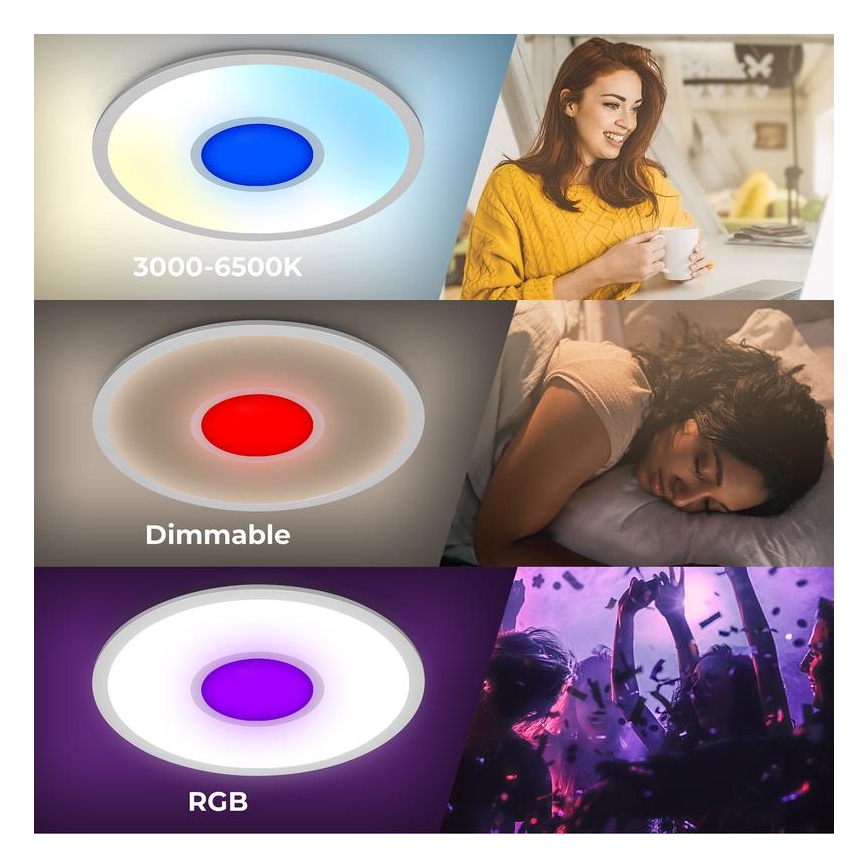 Telefunken 320104TF - LED RGBW prigušiva stropna svjetiljka LED/21W/230V 3000-6500K Ø 45 cm + daljinski upravljač