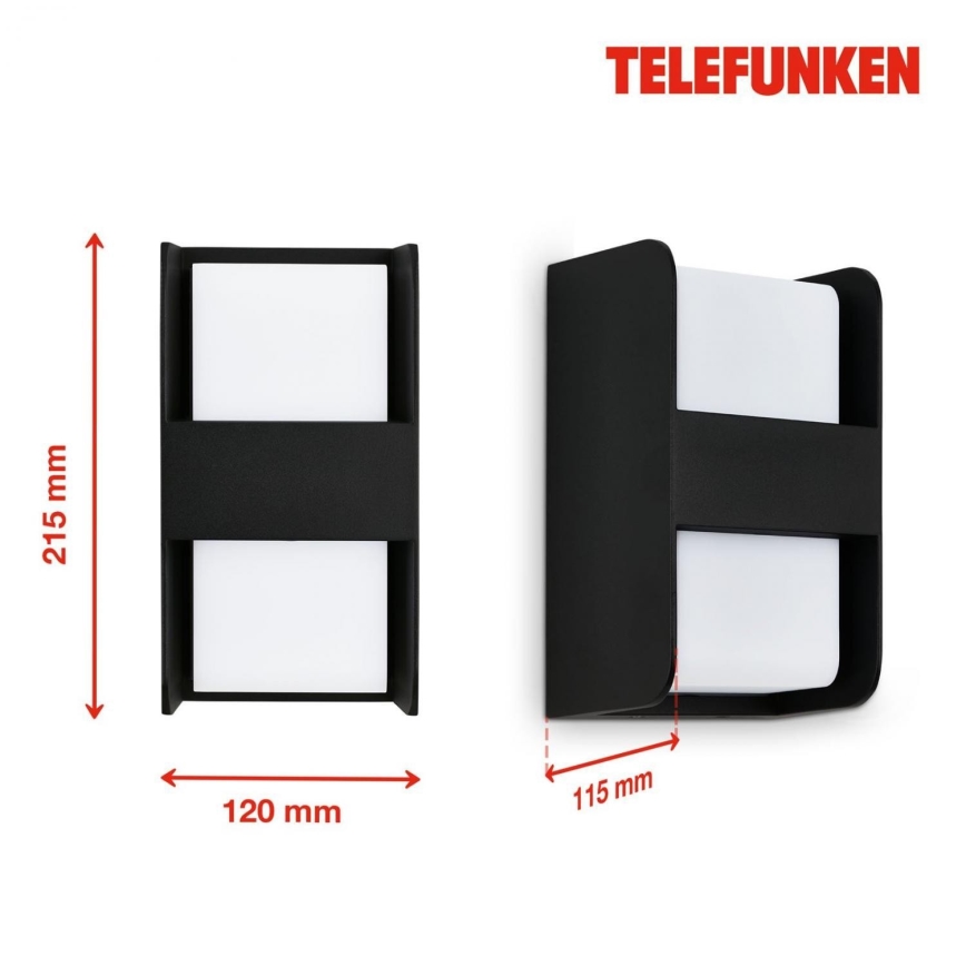 Telefunken 321005TF - Vanjska zidna svjetiljka 1xE27/12W/230V IP44 crna
