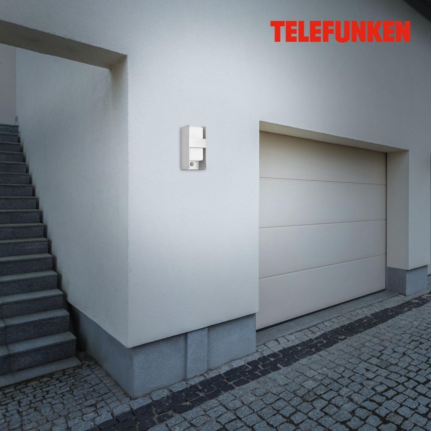 Telefunken 321104TF - Vanjska zidna svjetiljka sa senzorom 1xE27/12W/230V IP44 bijela