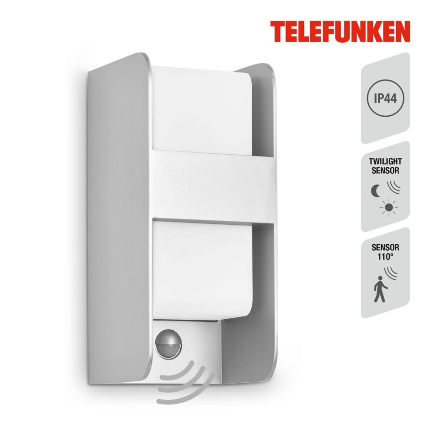 Telefunken 321104TF - Vanjska zidna svjetiljka sa senzorom 1xE27/12W/230V IP44 bijela