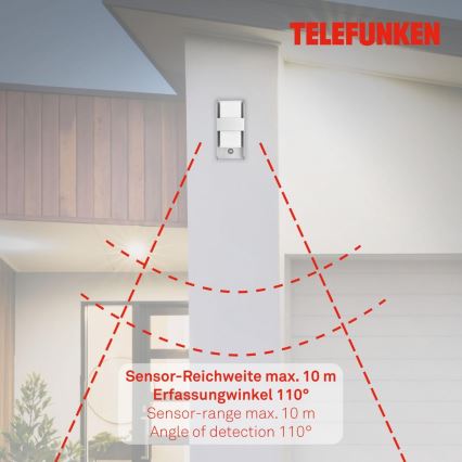 Telefunken 321104TF - Vanjska zidna svjetiljka sa senzorom 1xE27/12W/230V IP44 bijela
