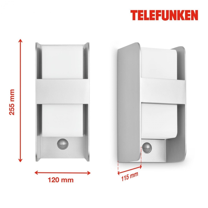Telefunken 321104TF - Vanjska zidna svjetiljka sa senzorom 1xE27/12W/230V IP44 bijela