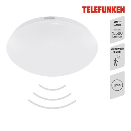 Telefunken 601206TF - LED Stropna svjetiljka za kupaonicu sa senzorom LED/15W/230V IP44 pr. 28 cm