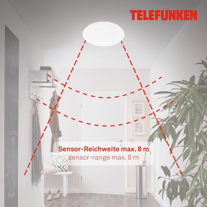 Telefunken 601306TF - LED stropna svjetiljka za kupaonicu s senzorom LED/20W/230V IP44 promjer 40 cm
