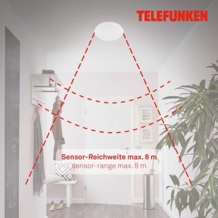 Telefunken 602006TF - LED Stropna svjetiljka za kupaonicu sa senzorom LED/15W/230V IP44 4000K