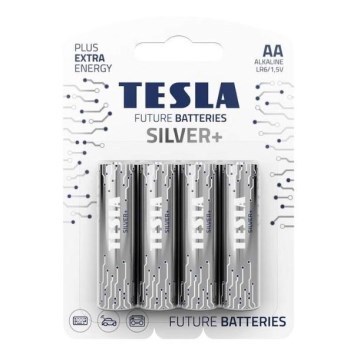 Tesla baterije - 4 komada alkalne baterije AA SILVER+ 1,5V 2900 mAh