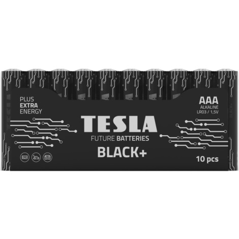 Tesla Batteries - 10 kom Alkalna baterija AAA BLACK+ 1,5V