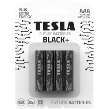 Tesla Batteries - 4 kom Alkalna baterija AAA BLACK+ 1,5V