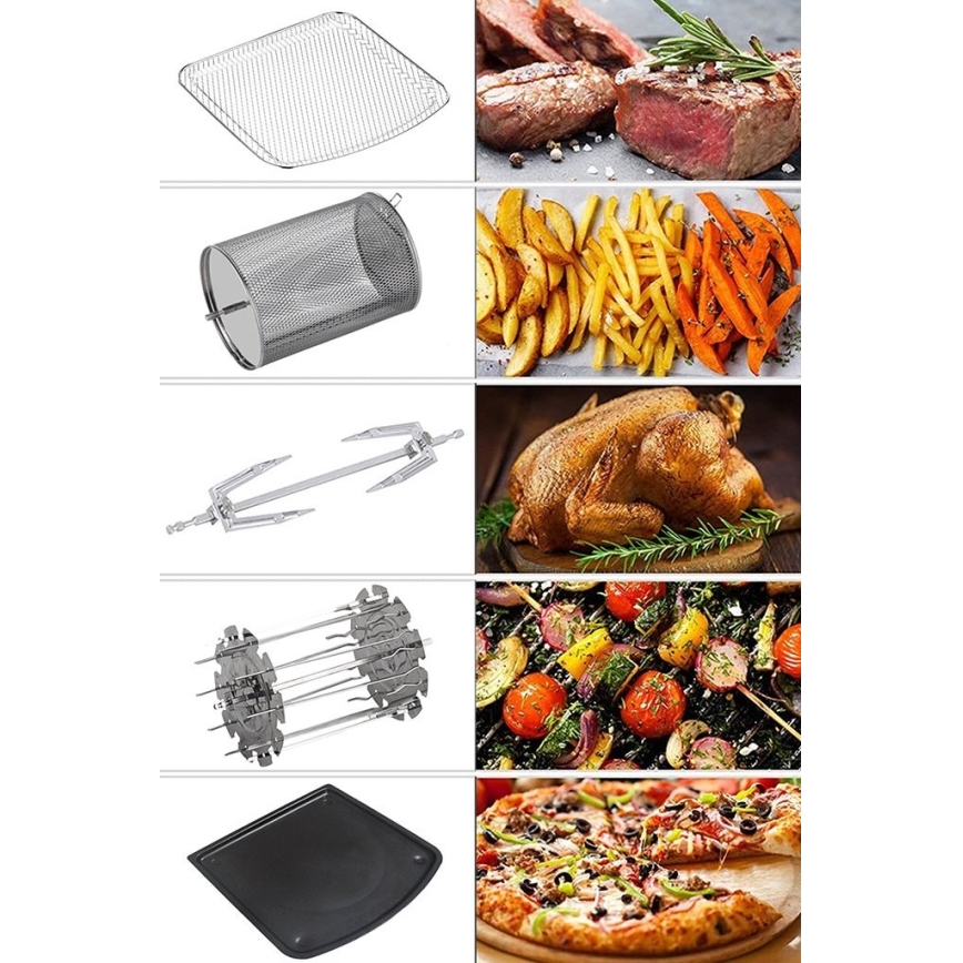 TESLA Electronics AirCook & Grill - Pametna višenamjenska digitalna friteza na vrući zrak 12 l 1800W/230V Wi-Fi