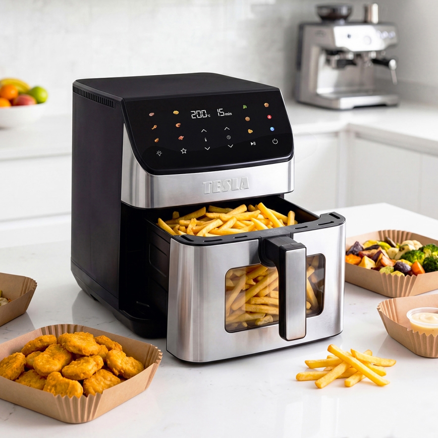 TESLA Electronics AirCook - Friteza na vrući zrak 6,5 l 2100W/230V matirani krom/crna