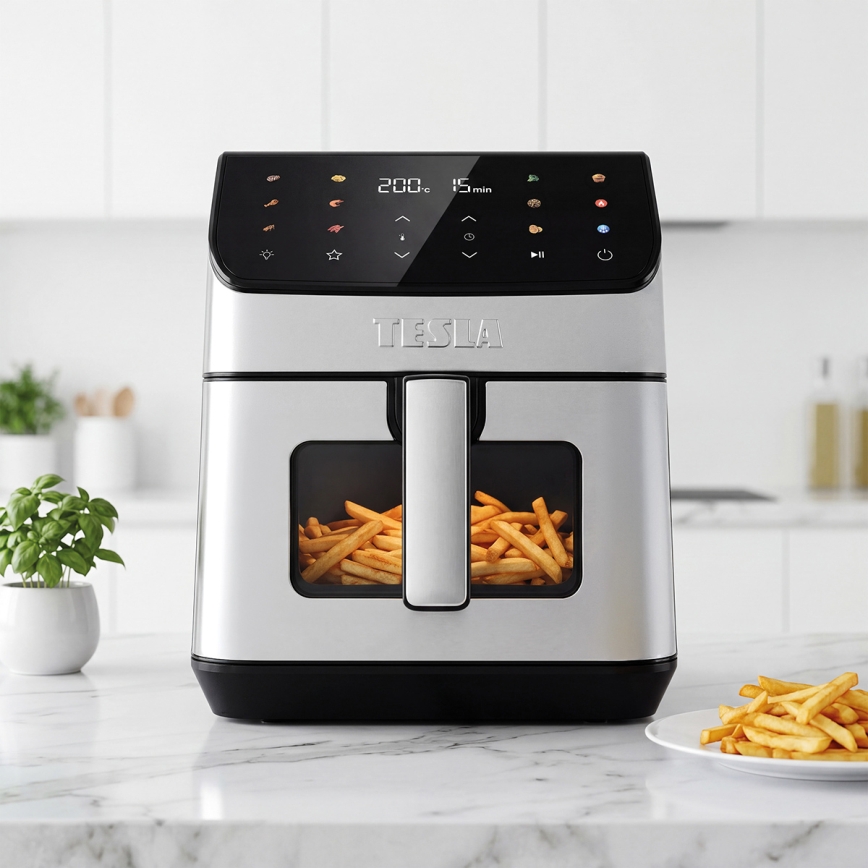 TESLA Electronics AirCook - Friteza na vrući zrak 6,5 l 2100W/230V matirani krom/crna